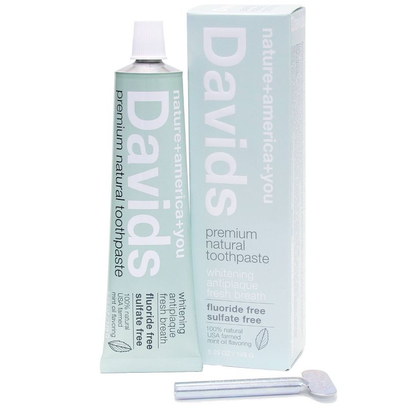 Davids Antiplaque & Whitening Premium Natural Toothpaste Fluoride Free Peppermint - 5.25oz