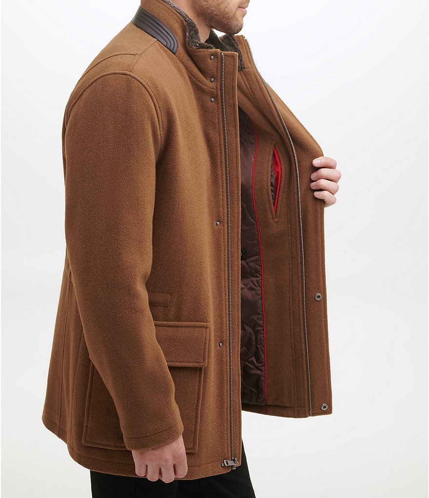 Cole Haan Long-Sleeve Wool-Blend Plush Car Coat