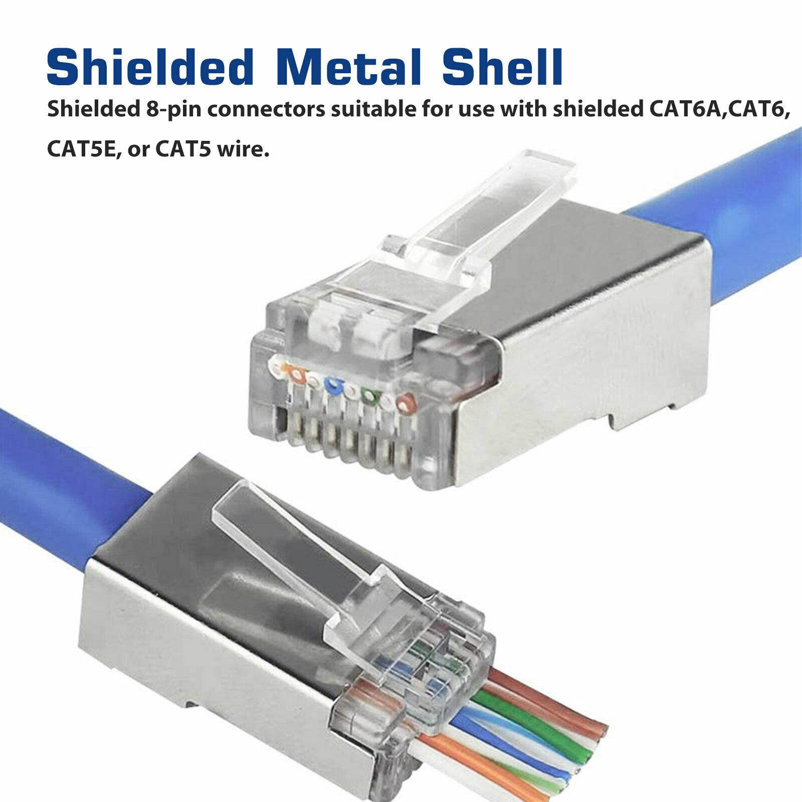 100PCS RJ45 Connector Shielded Cat6 Network Connector 8P8C for STP EthernetCable