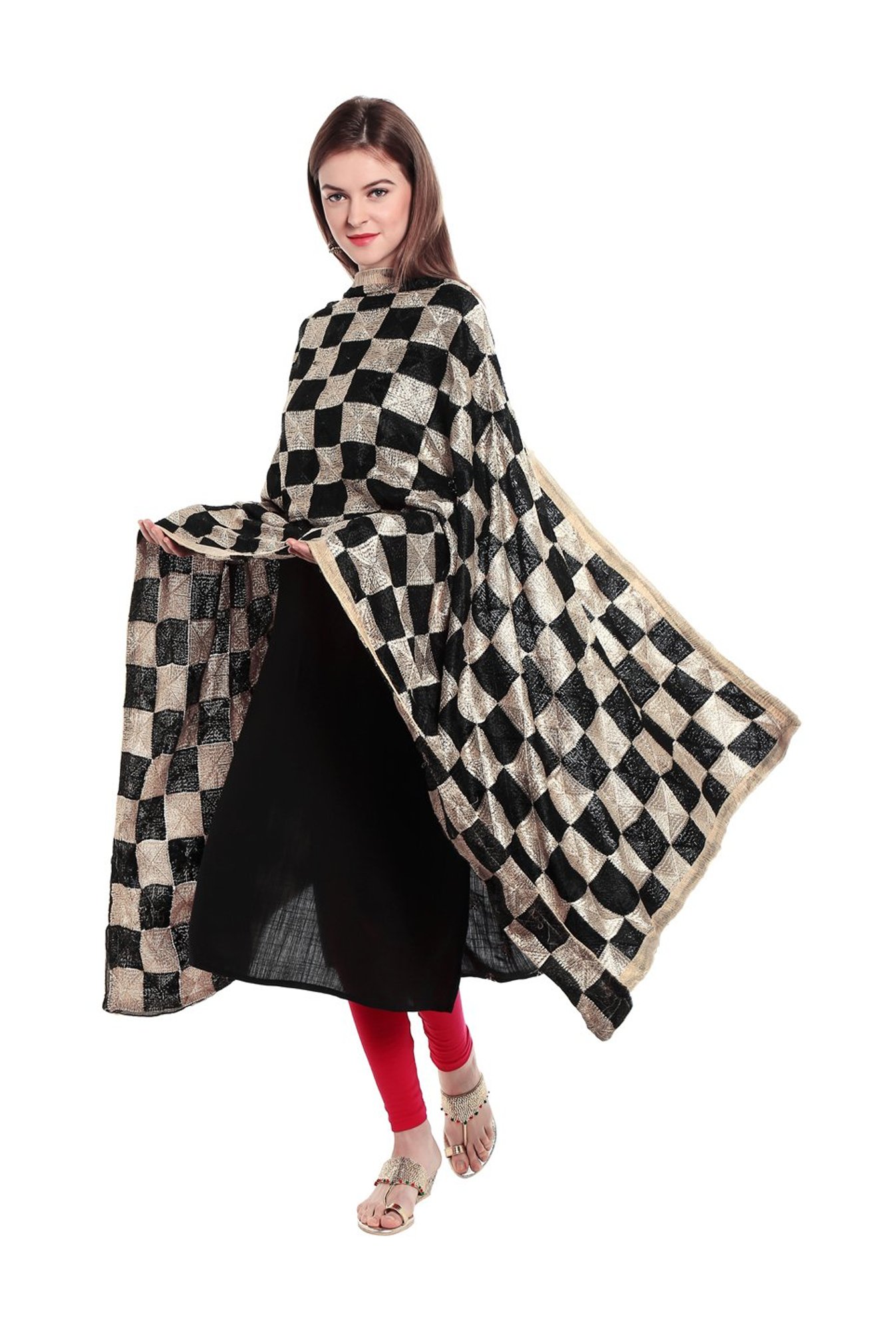 Dupatta Bazaar Black & Beige Dupatta