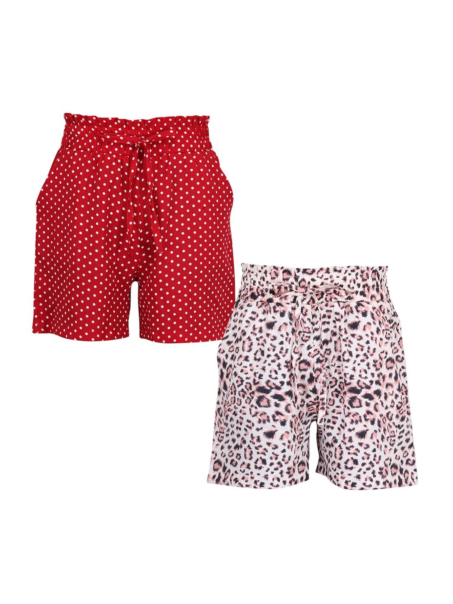 Cutecumber Kids Red & White Printed  Shorts (Pack of 2)