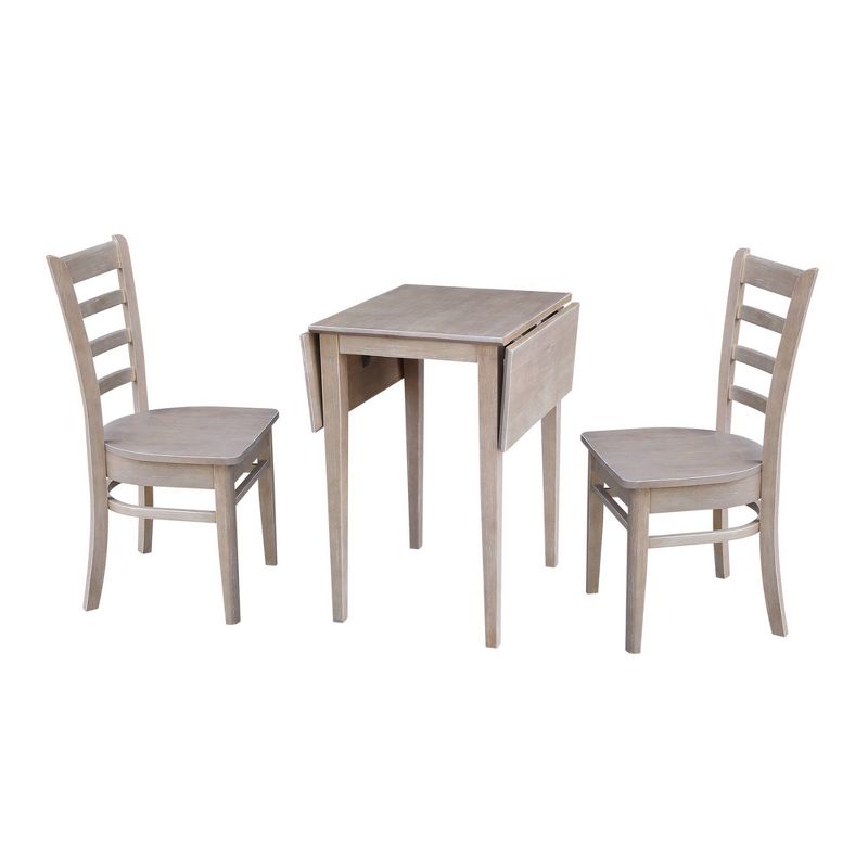 Jemma Small Dual Drop Leaf Dining Set and 2 Chairs Taupe - International Concepts