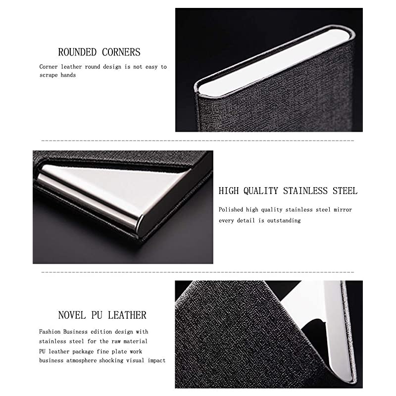 Business Name Card Holder Luxury PU Leather Multi Card Case Business Name Card Holder Wallet Credit Card ID Case Holder for Women Men Keep Your Business Cards Clean Black1