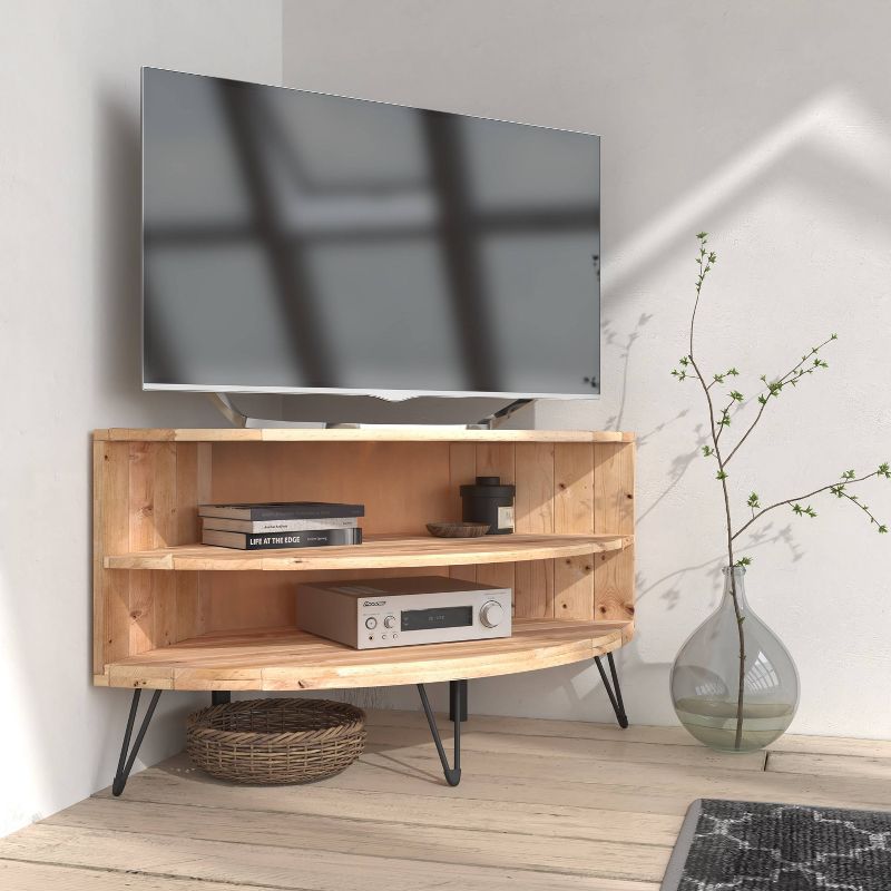 Altona Corner TV Stand for upto 42" Natural/Black - Summerland Home