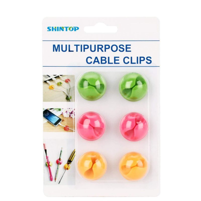 Shintop Cable Clips, Desk Cable Drop, Desk Wire Clips for All Your Computer, Electrical, Charging or Mouse Cord (Colorful,6pcs)