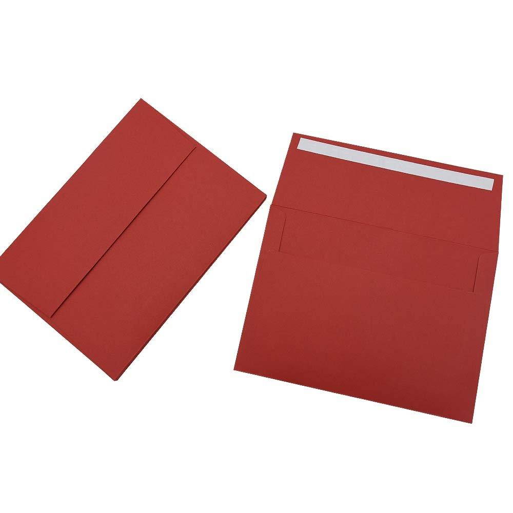 A7 Red Invitation 5x7 Envelopes - Self Seal, Square Flap,Perfect for 5x7 Cards, Weddings, Birthday, Invitations, Graduation, Baby Shower, 5.25 x 7.25 inches, 100 Pack, (Red)