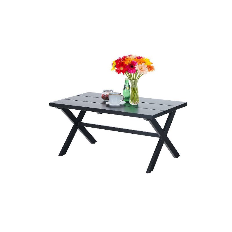 37" Steel Square Patio Dining Table - Black - Captiva Designs