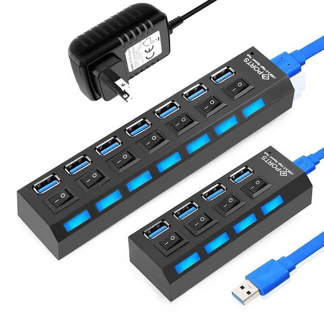 USB 3.0 Hub USB Hub 3.0 Multi USB Splitter 3 Hab Use Power Adapter 4/7 Port Multiple Expander 2.0 USB3 Hub with Switch for PC