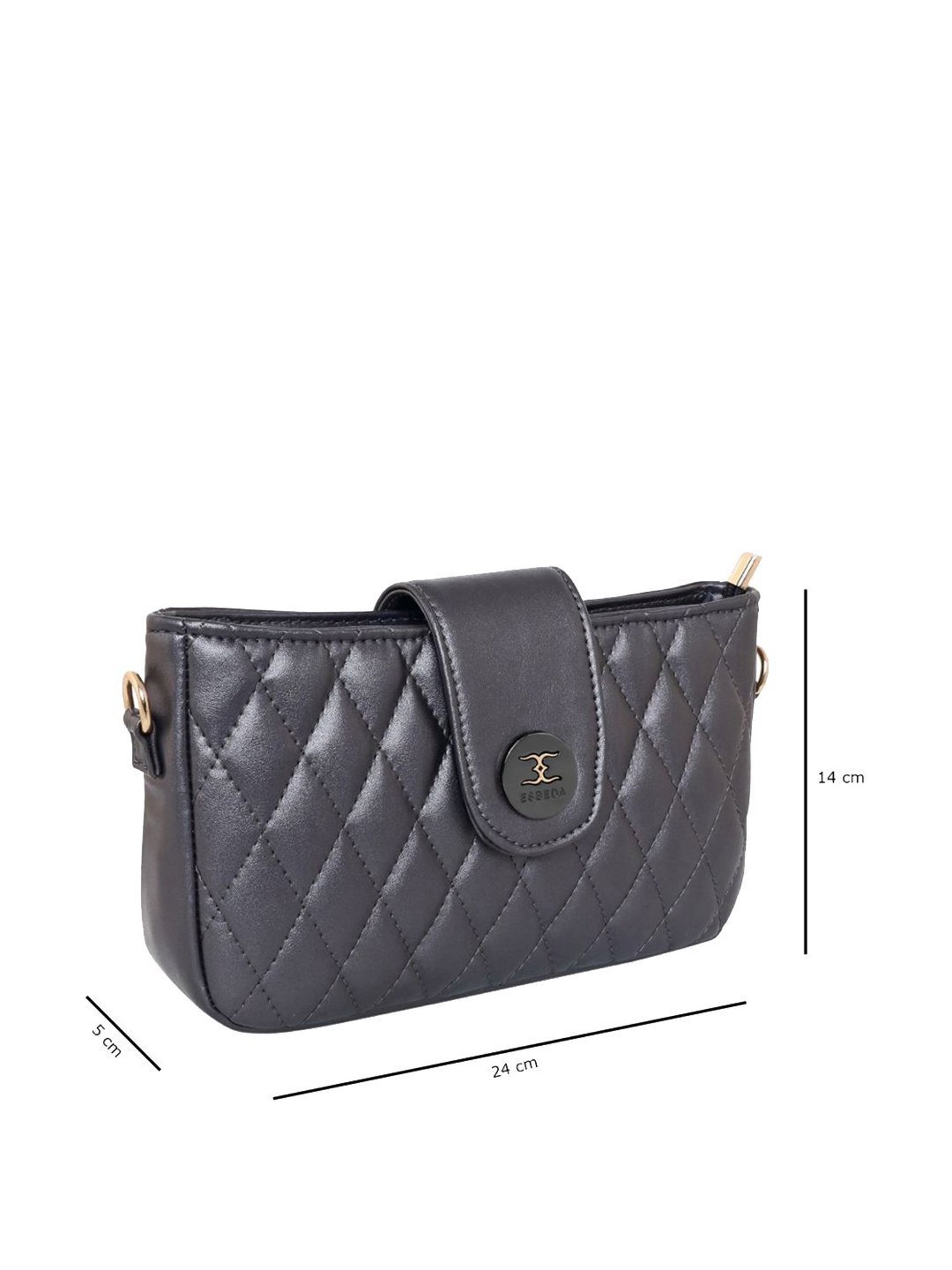 Esbeda Grey Quilted Small Sling Handbag