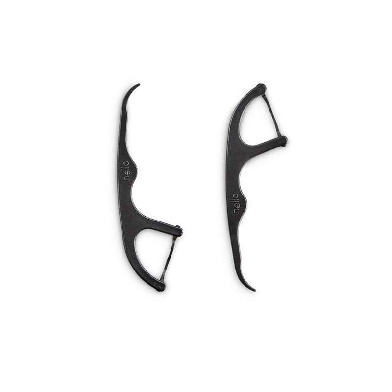 hello Activated Charcoal Infused Natural Mint Floss Picks with Plant-Based Handles - Trial Size - 80ct
