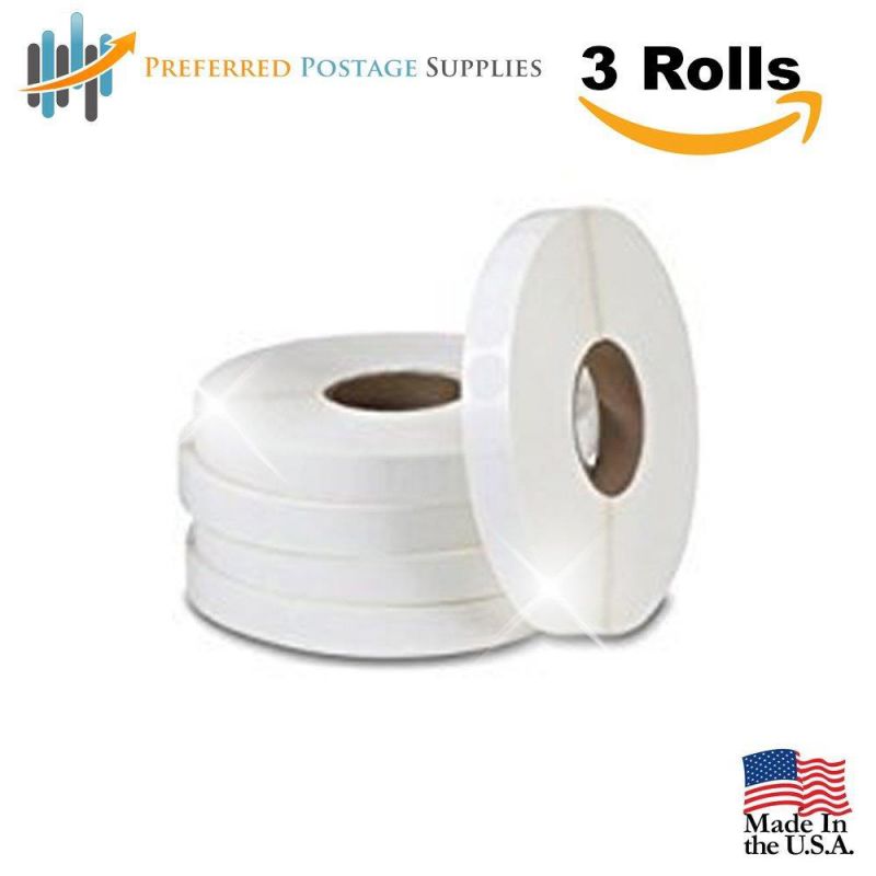 20,000 Tabs Per Roll White 1.5" Wafer Seals (No Perf) USPS Approved For Tabbing! (3 Rolls)