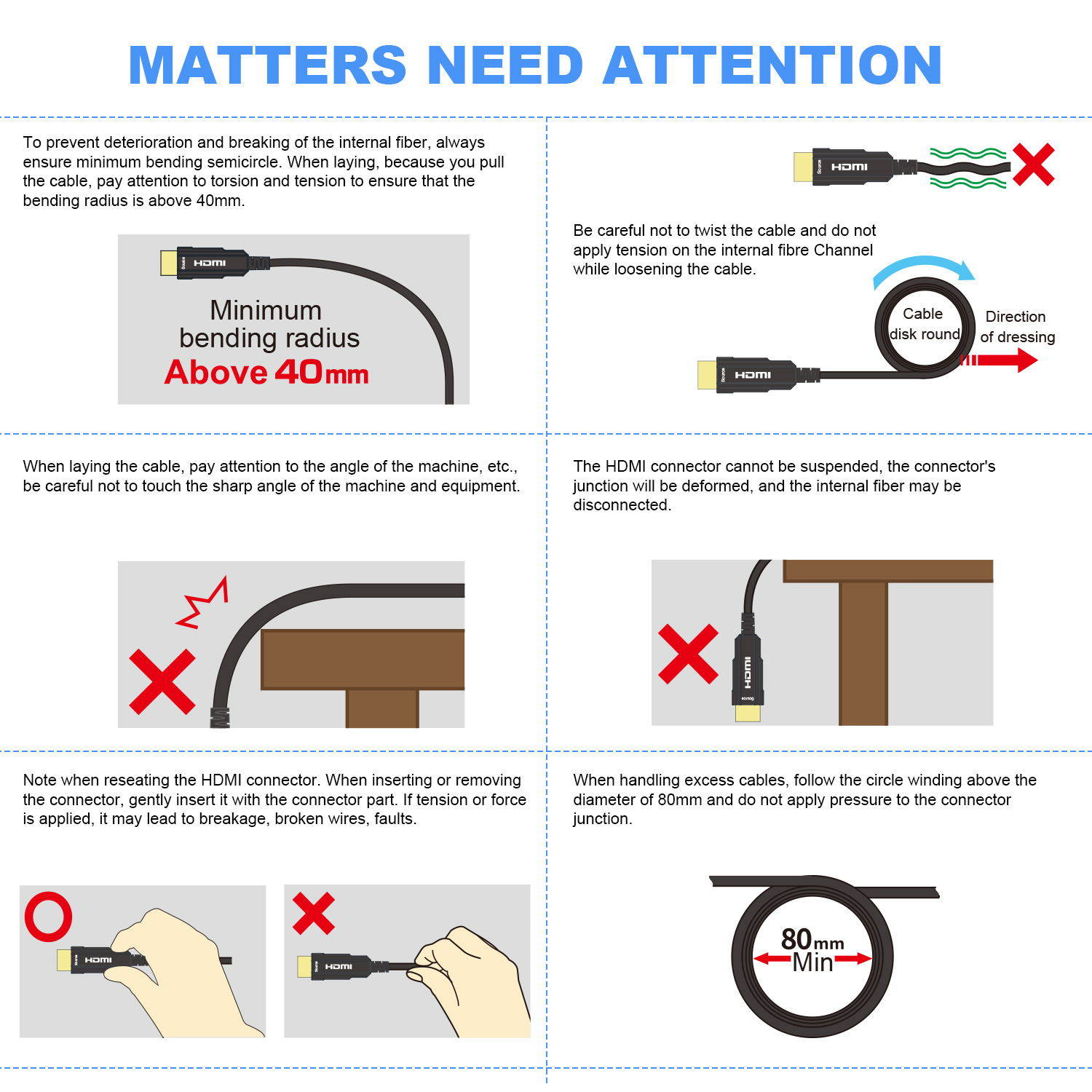 CableDeconn 8K HDMI Fiber Optic Cable Real UHD HDR 8K 48Gbps 8K@60Hz 4K@120Hz  HDMI 2.1 Support 3D HDCP2.2 HDMI Cable for PS4 SetTop Box HDTVs Projectors 20m 66ft