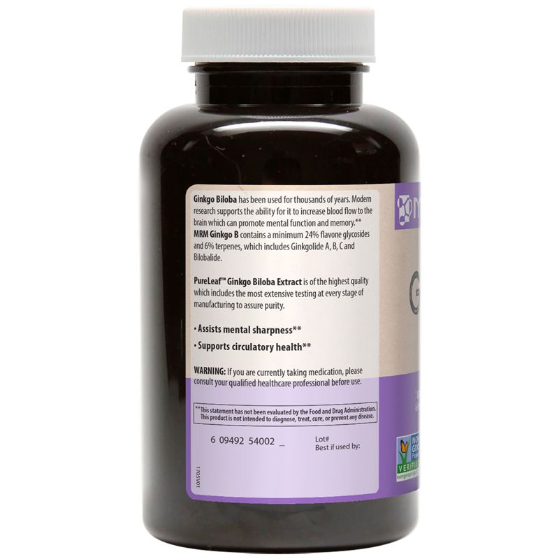 MRM Ginkgo B, 60 mg, 120 Vegan Capsules, Greens and Superfood Supplements