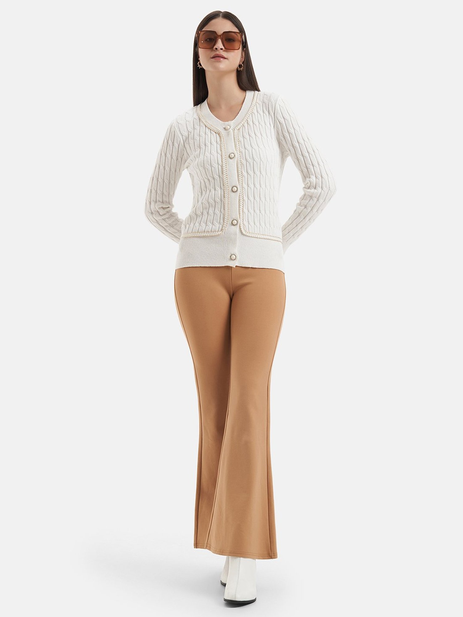 Kazo White Wool Cardigan