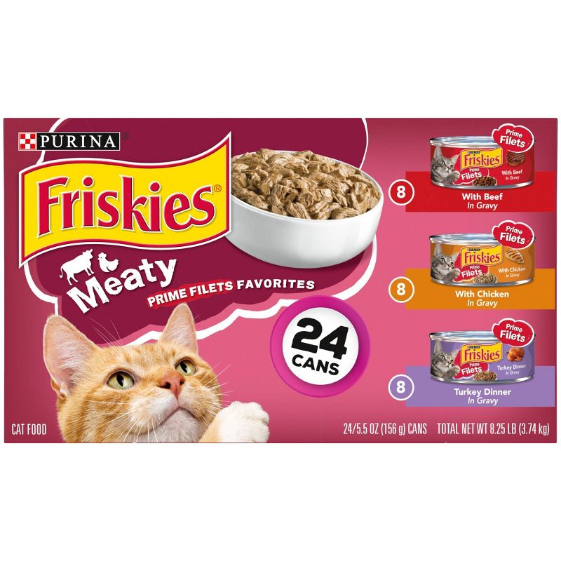 Purina Friskies Meaty Prime Filets Favorites Wet Cat Food - 5.5oz/24ct Variety Pack