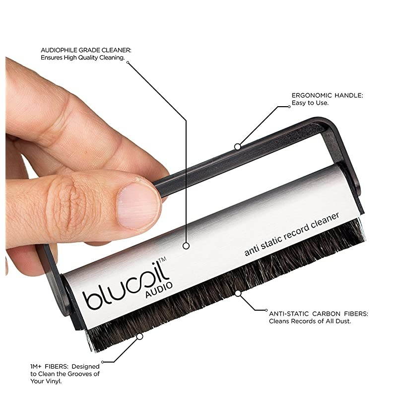 AT85EP Dual Moving Magnet Cartridge for PMount Turntables Bundle with Blucoil Carbon AntiStatic Vinyl Cleaning Brush