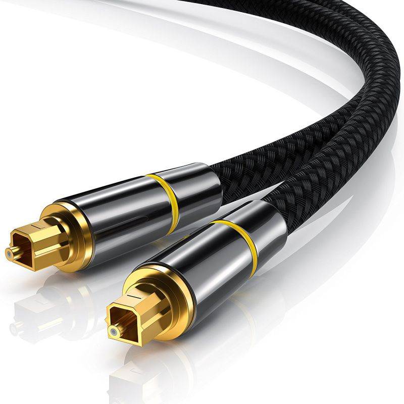 Digital Optical Audio Cable Toslink Cable -[24K Gold-Plated, Ultra-Durable] Hannord Nylon Braided Fiber Optic Male to Male Cord for Home Theater, Sound Bar, TV, PS4, Xbox, Playstation & More - 6.6ft
