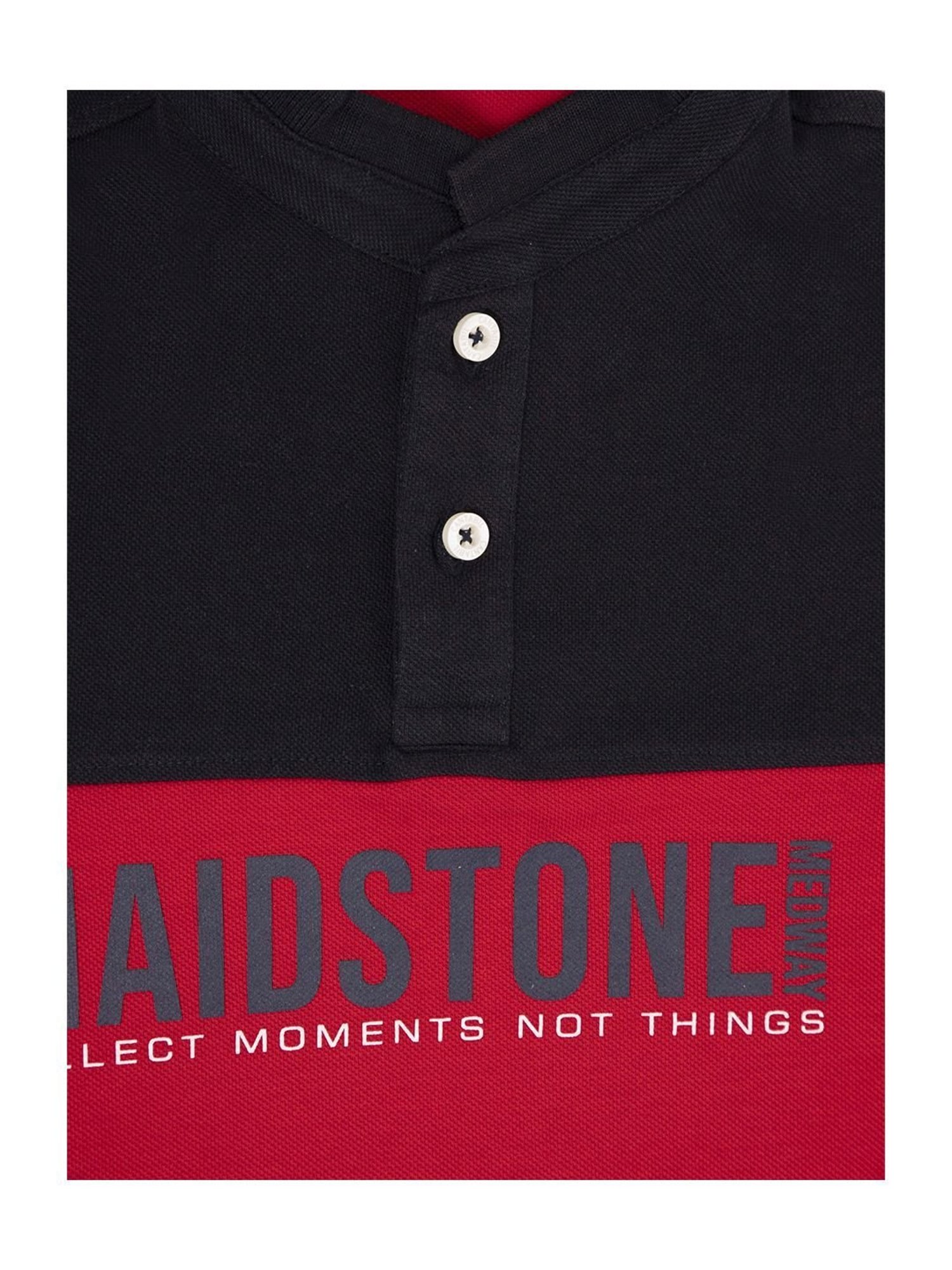Cantabil Kids Red & Navy Cotton Color Block Polo T-Shirt