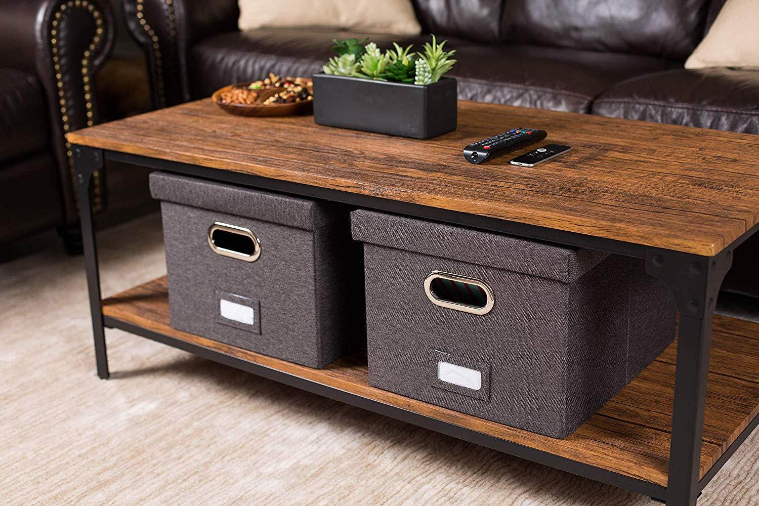 Internet's Best Collapsible File Storage Organizer | Decorative Linen Filing & Storage Office Box | Letter/Legal | Charcoal | 1 Pack