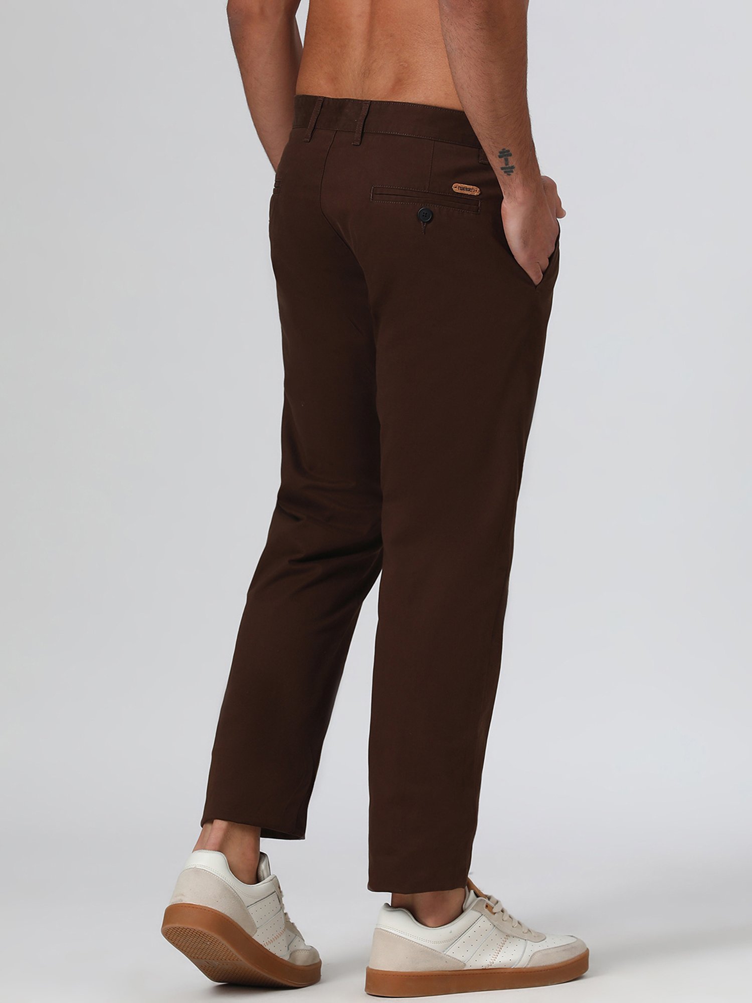SUBTRACT Chocolate Brown Regular Fit Pleated Trousers