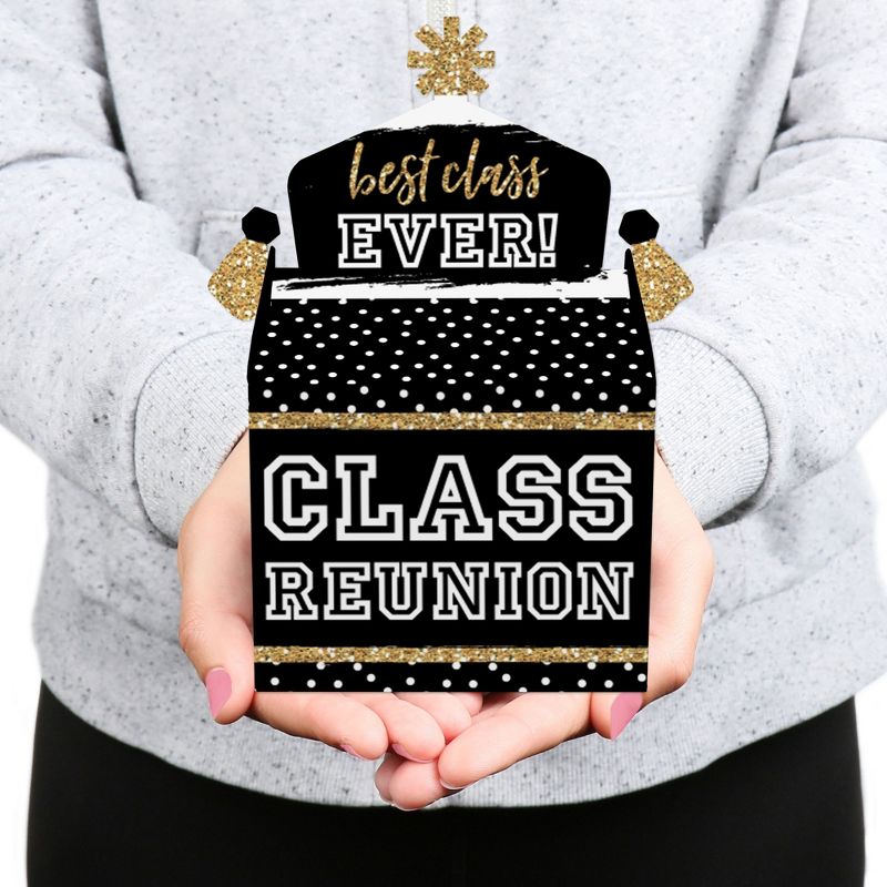 Big Dot of Happiness Adult 50th Birthday - Gold - Square Favor Gift Boxes - Birthday Party Bow Boxes - Set of 12