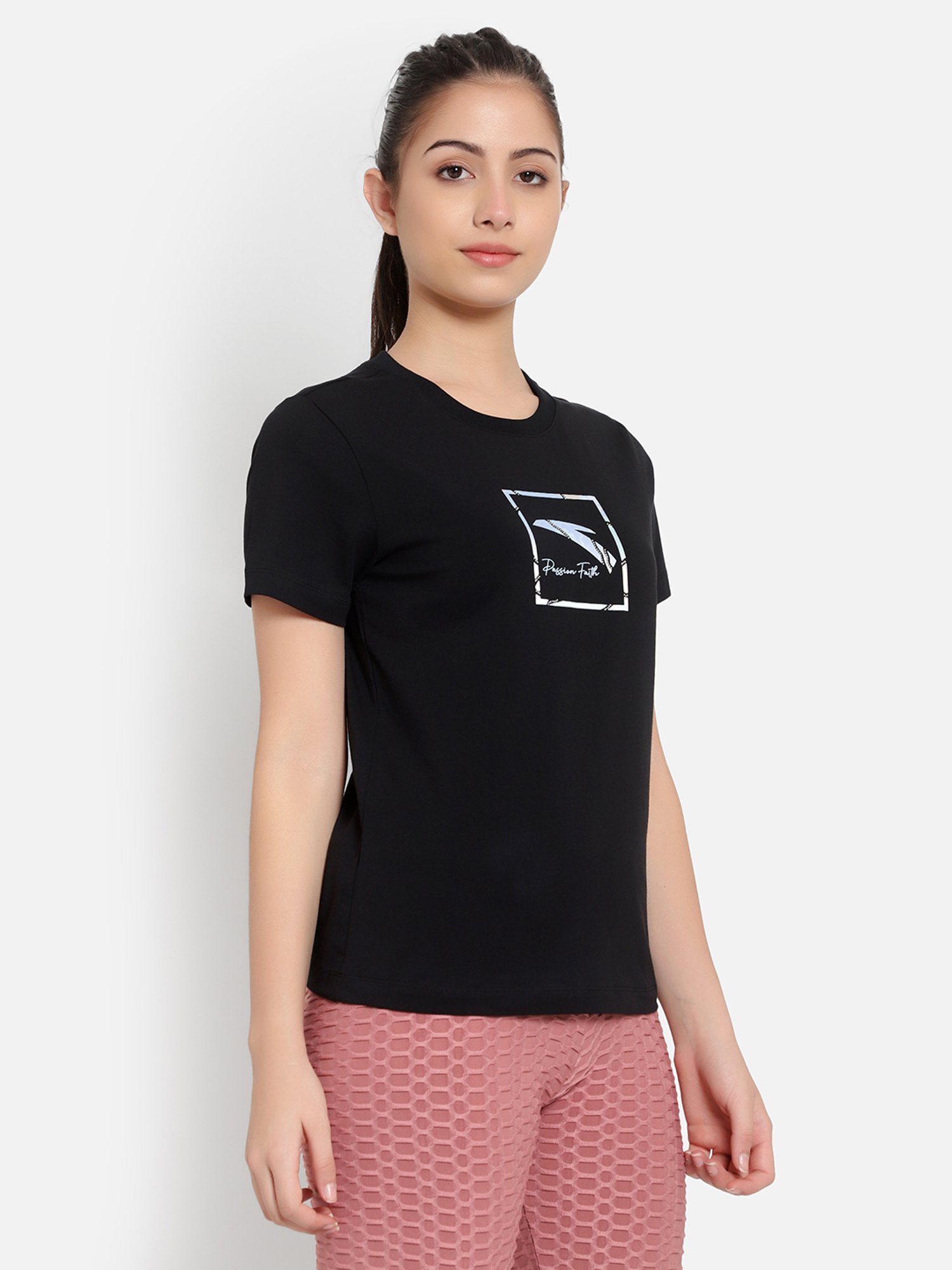 Anta Black Cotton Printed Sports T-Shirt