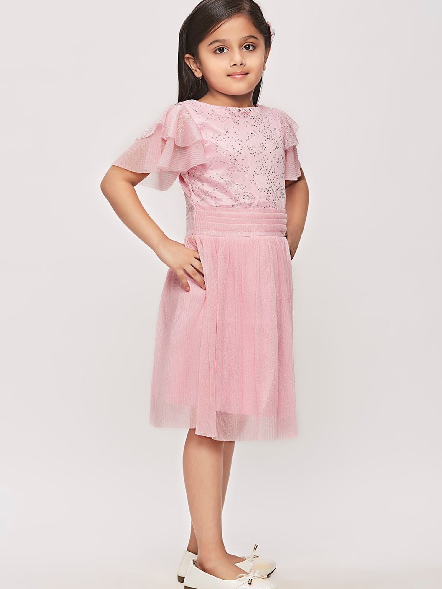 Tiny Girl Pink Embellished Midi Dress