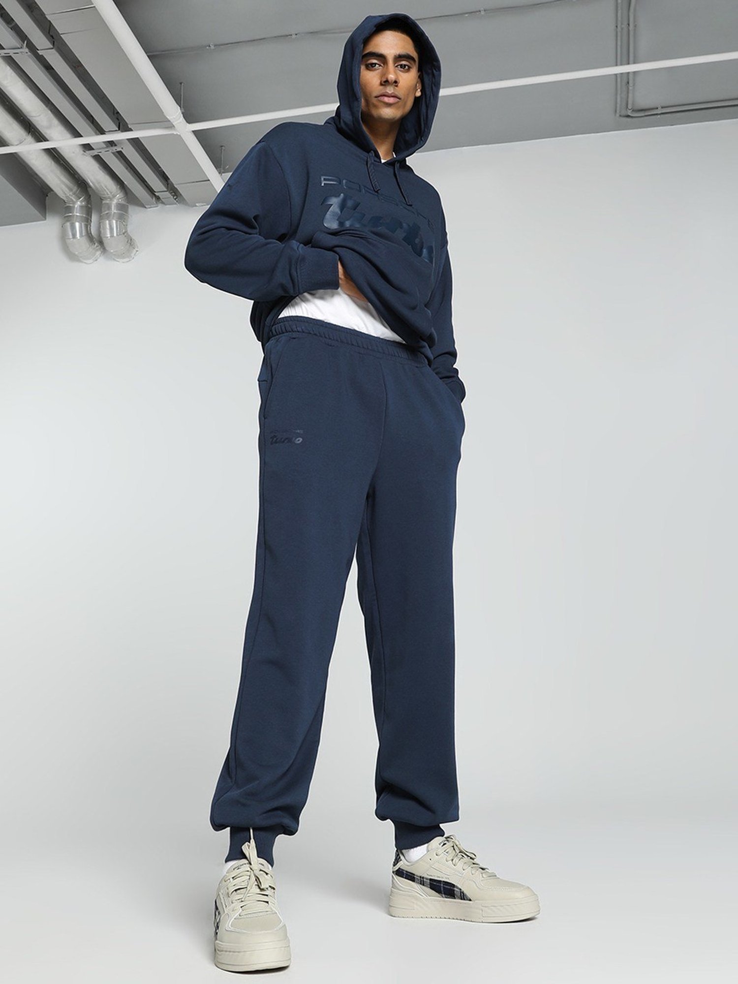 Puma Porsche Legacy Blue Cotton Relaxed Fit Sports Joggers