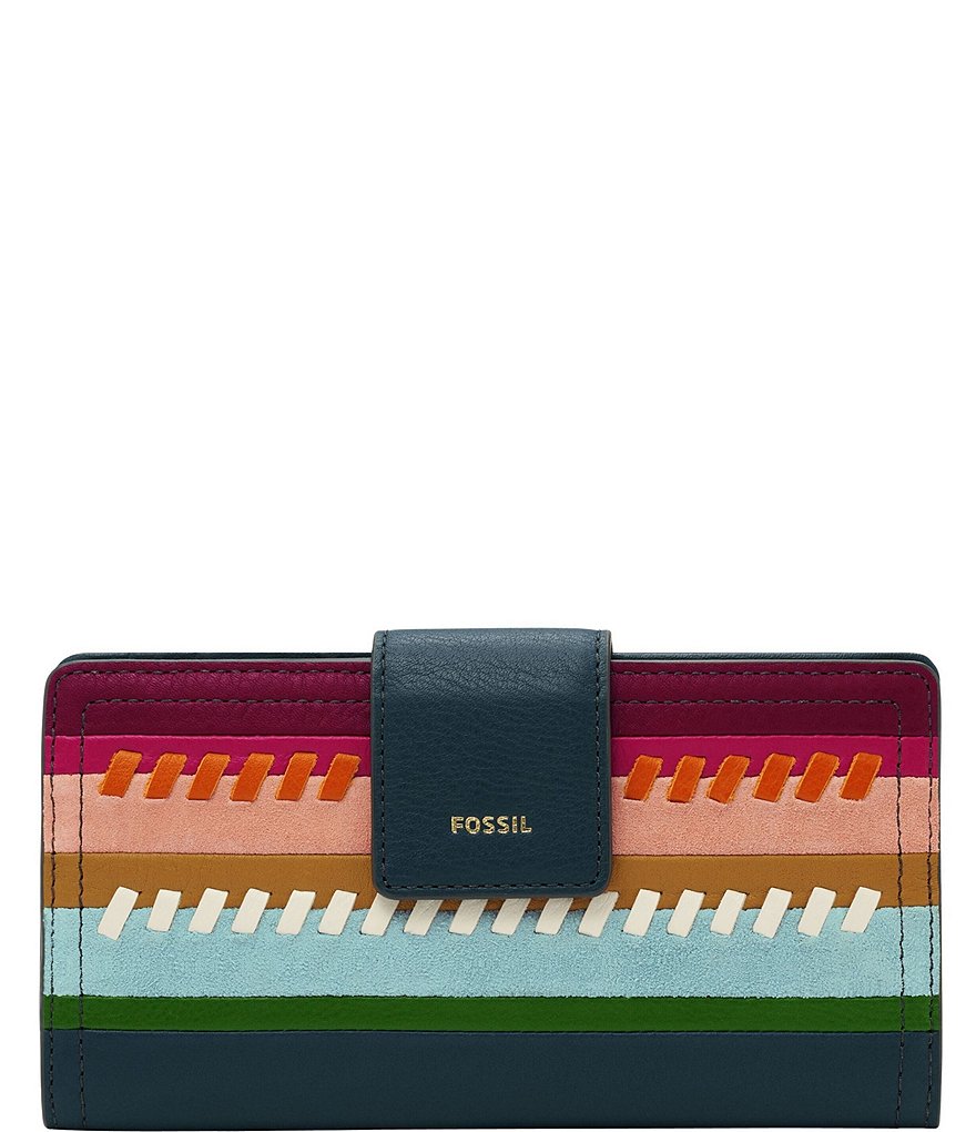 Fossil Logan Rainbow Stripe RFID Tab Clutch Wallet