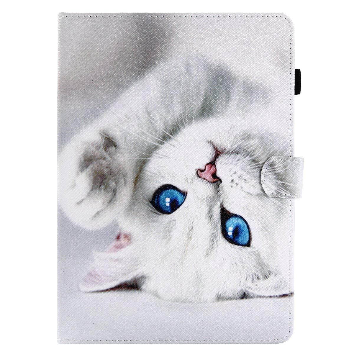 New iPad 2017 9.7, iPad Air, iPad Air 2 Case, Newshine PU Leather [Card Slots] Flip Stand Wallet Case with Auto Sleep/Wake for New Apple iPad 9.7 inch 2017/iPad Air/iPad Air 2 - Blue Eye Cat