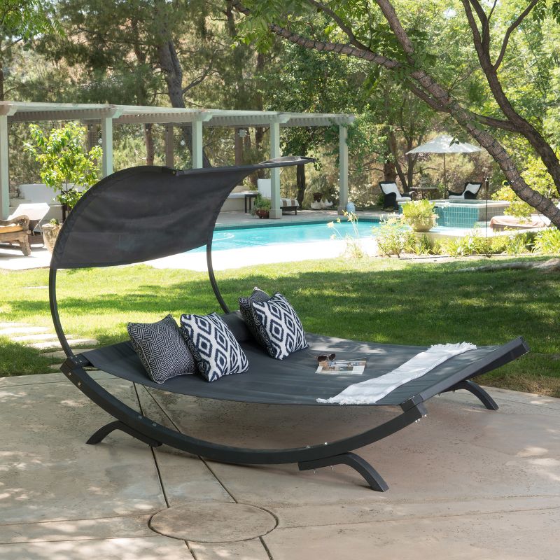 NewPort Outdoor Wicker Chaise Lounge - Dark Gray - Coaster