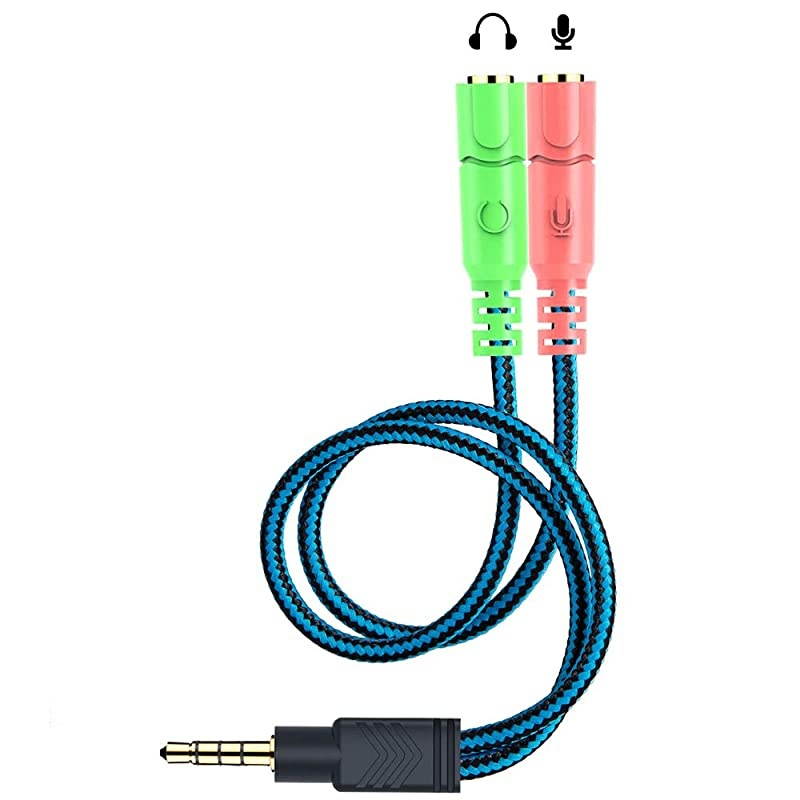 35mm Jack Cable Headset Adapter Kit Mutual Convertors for LaptopMacPS4SmartphoneXbox OneTablet Earphone with HeadphoneMicrophone Simultaneously Y Splitter Audio 2 Female to 1 Male