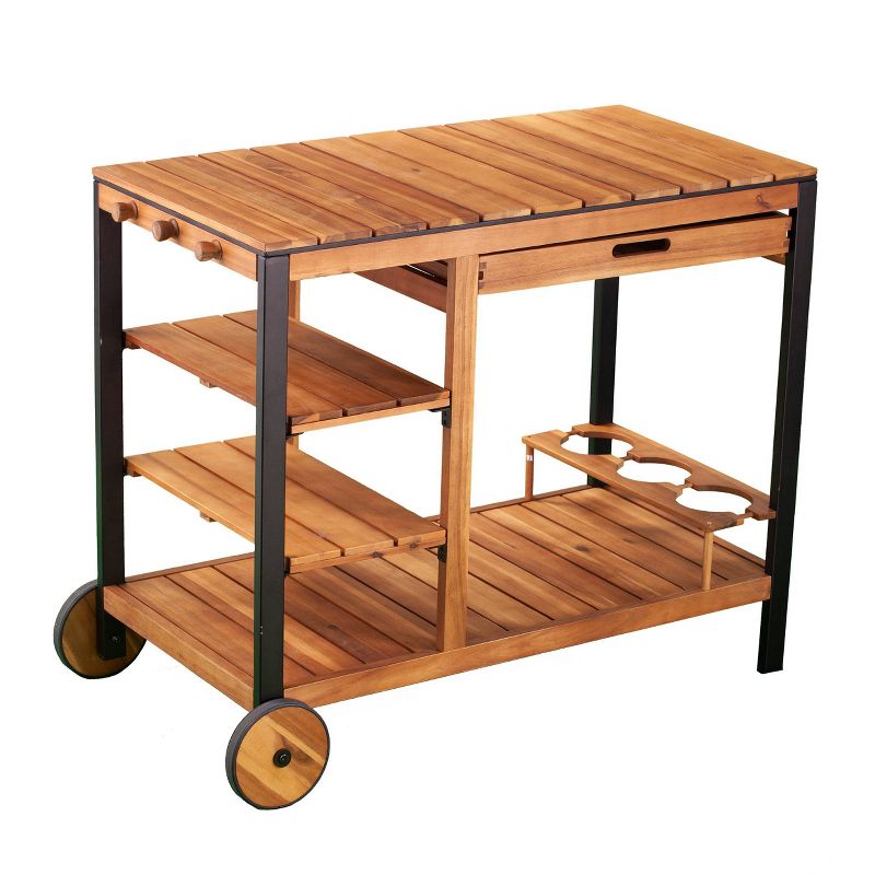Slat Top Serving Cart - Gray - Apollo Outdoor