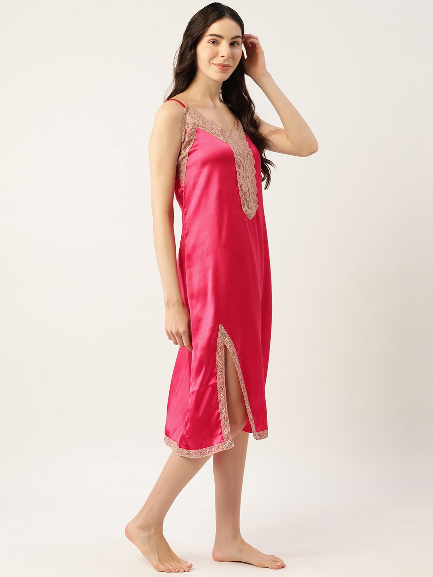 Ms.Lingies Pink Lace Work Nighty