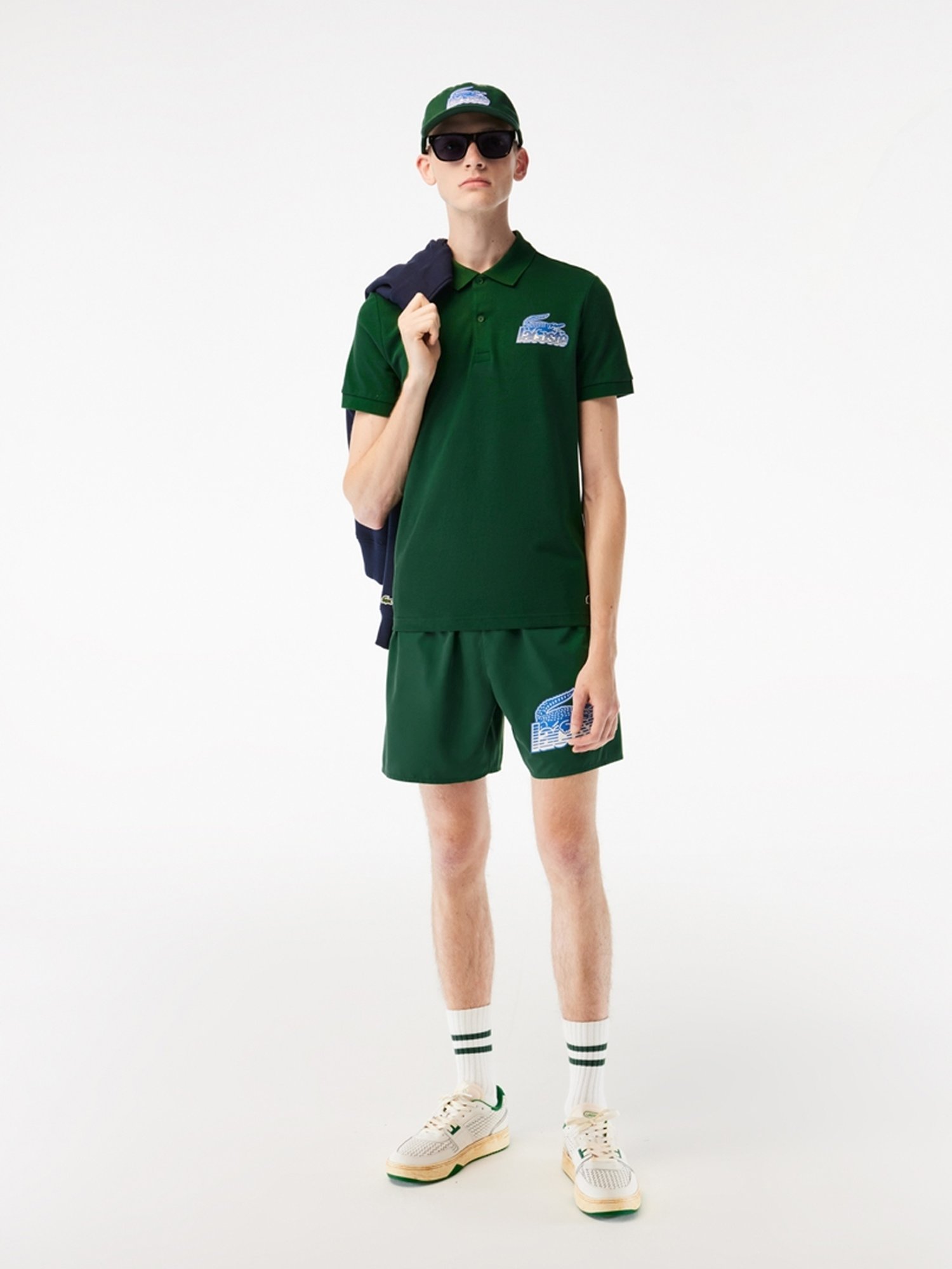 Lacoste Green Cotton Regular Fit Printed Polo T-Shirt