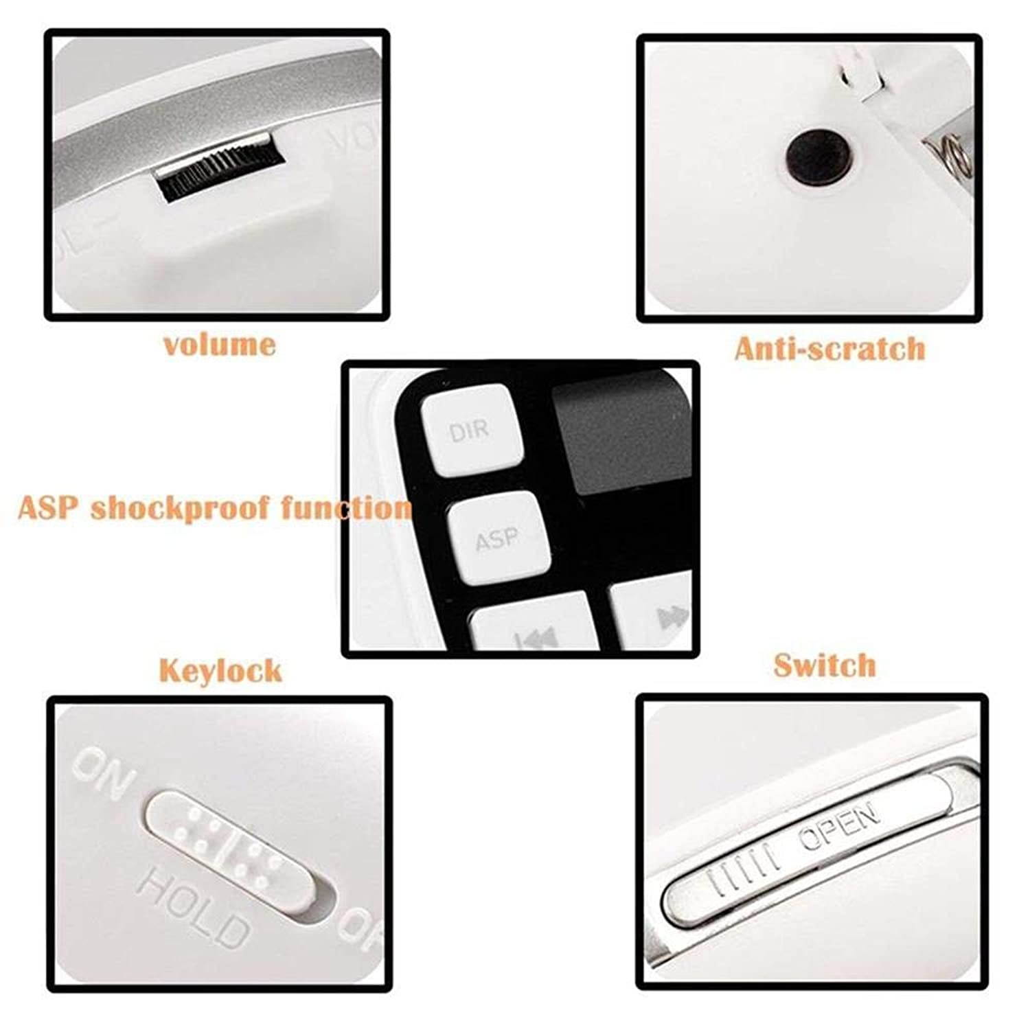 CD Player with Headphones, HOTT Personal CD Walkman Music Player with LCD Display, Skip Protection Shockproof Anti Scratch Function, Support CD, MP3 CD, CD-R, CD-RW Format - Black