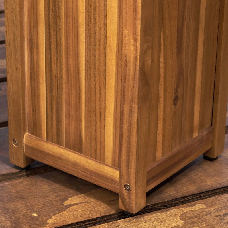 47" Claudine Standing Acacia Wood Candle Outdoor Lantern Teak - Christopher Knight Home