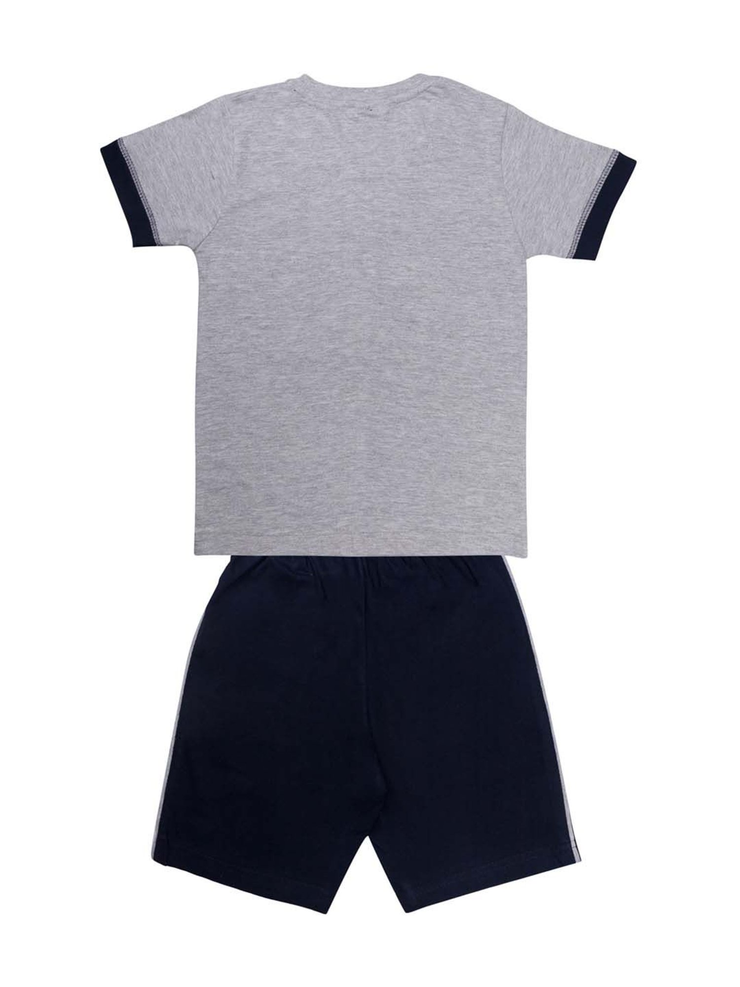 Todd N Teen Kids Navy & Grey Cotton Printed T-Shirt & Shorts - Pack of 2