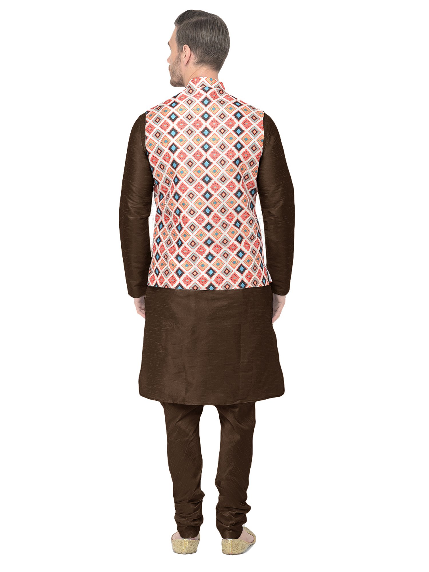 SG LEMAN Brown Regular Fit Printed Kurta Set