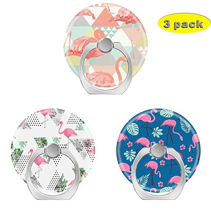 Phone Finger Ring Holder Stand with Car Mount for Smartphone and TabletKickstand 360 Rotation Grip Stand Geometric Tropical Pink Flamingo Pattern