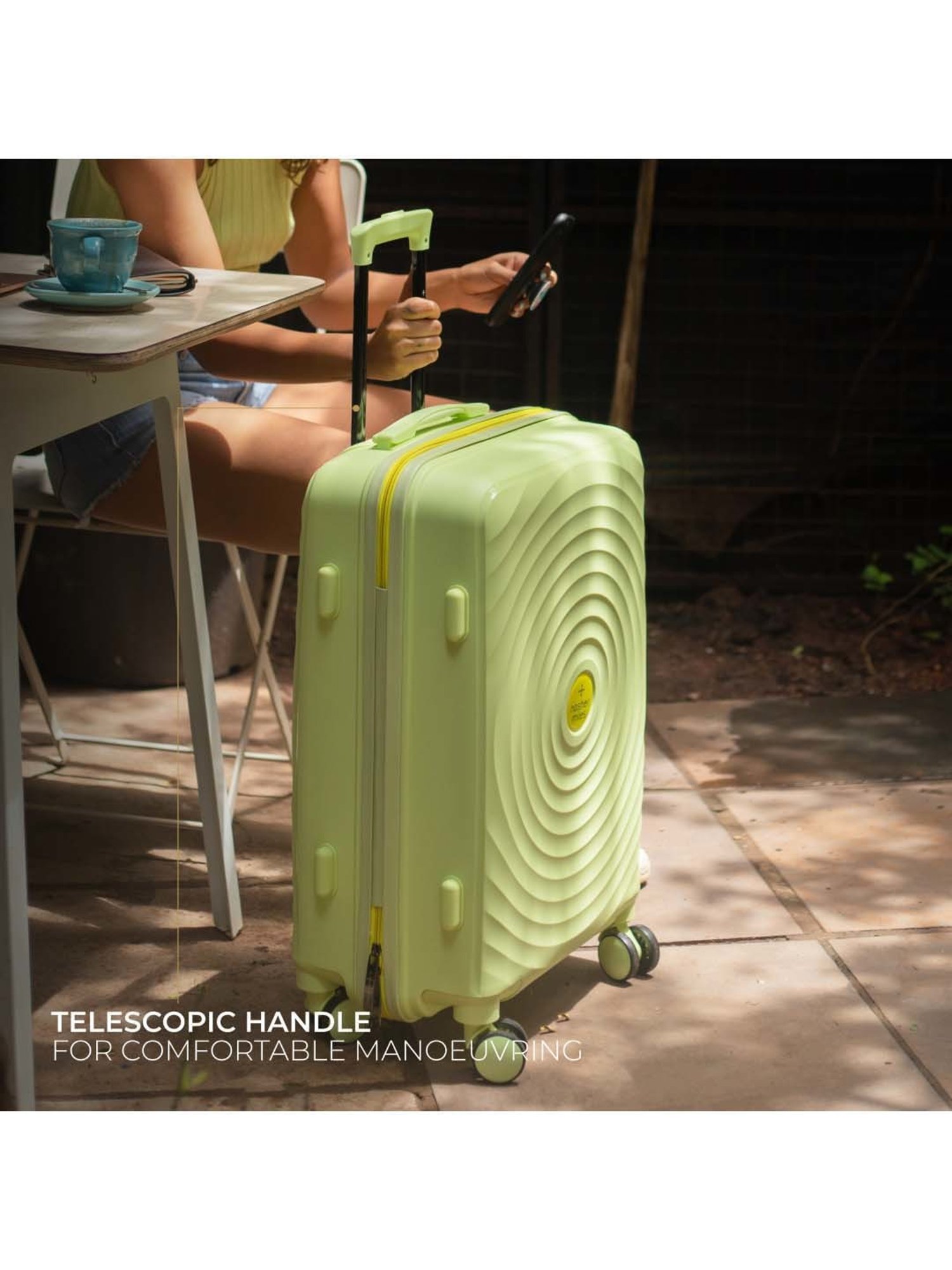 Nasher Miles Goa Hard-sided Polypropylene Set of 2 Olive Green Yellow Trolley Bags (55 & 65 Cm)