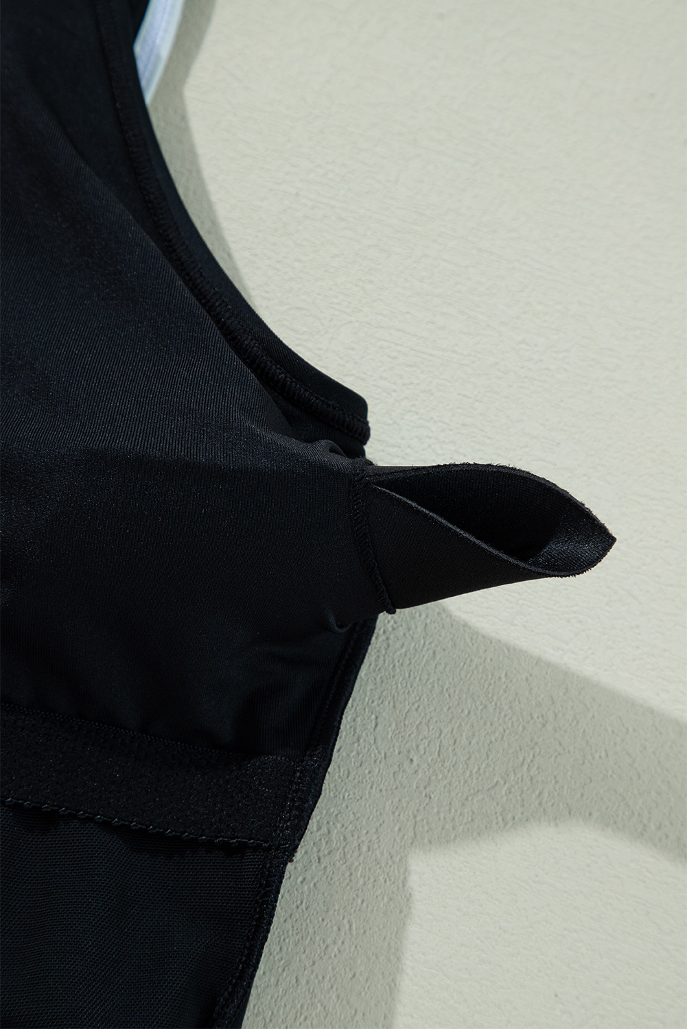 Black Plant Print Zip Front Half Sleeve One Piece Swimsuit