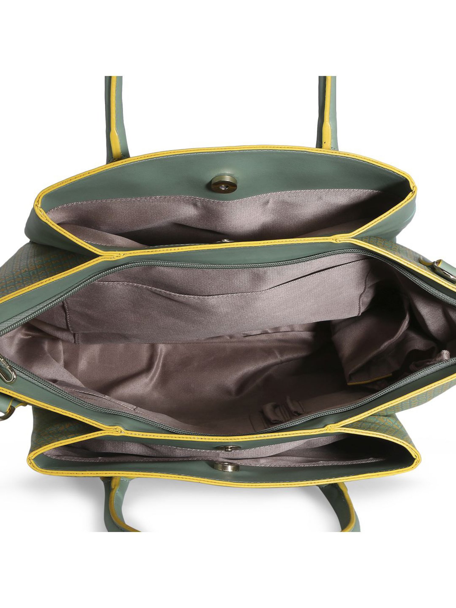 Eume Dragonfly Basil Green Leather Printed Handbag