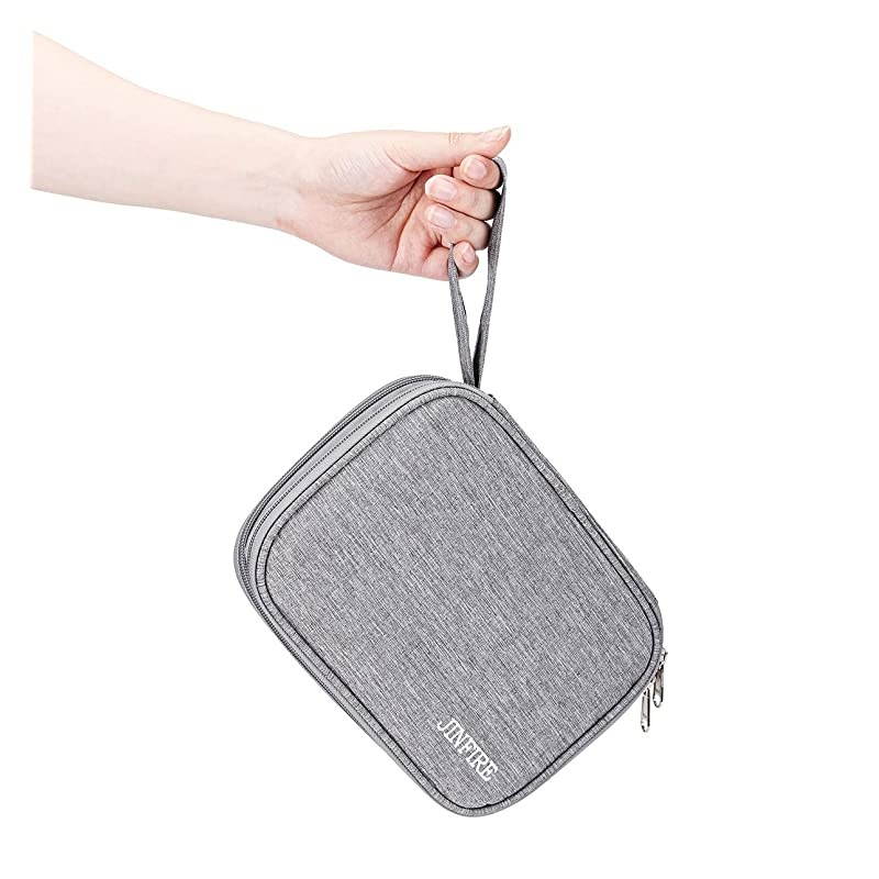Electronics Organizer Travel Cable Organizer Waterproof Portable Electronics Accessories Case Gadget Bag for 79 IPad Mini Chargers Cord Phone USB SD CardGray