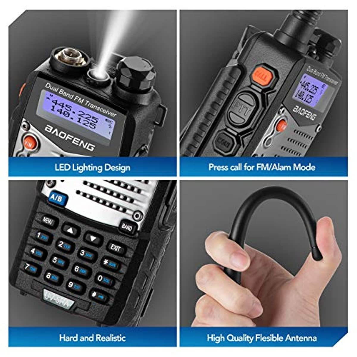 BaoFeng Two Way Radio,The UV-5R-A,Dual Band Radio with 2100mAh Li-ion Battery Portable Walkie Talkies with Includes Full Kit