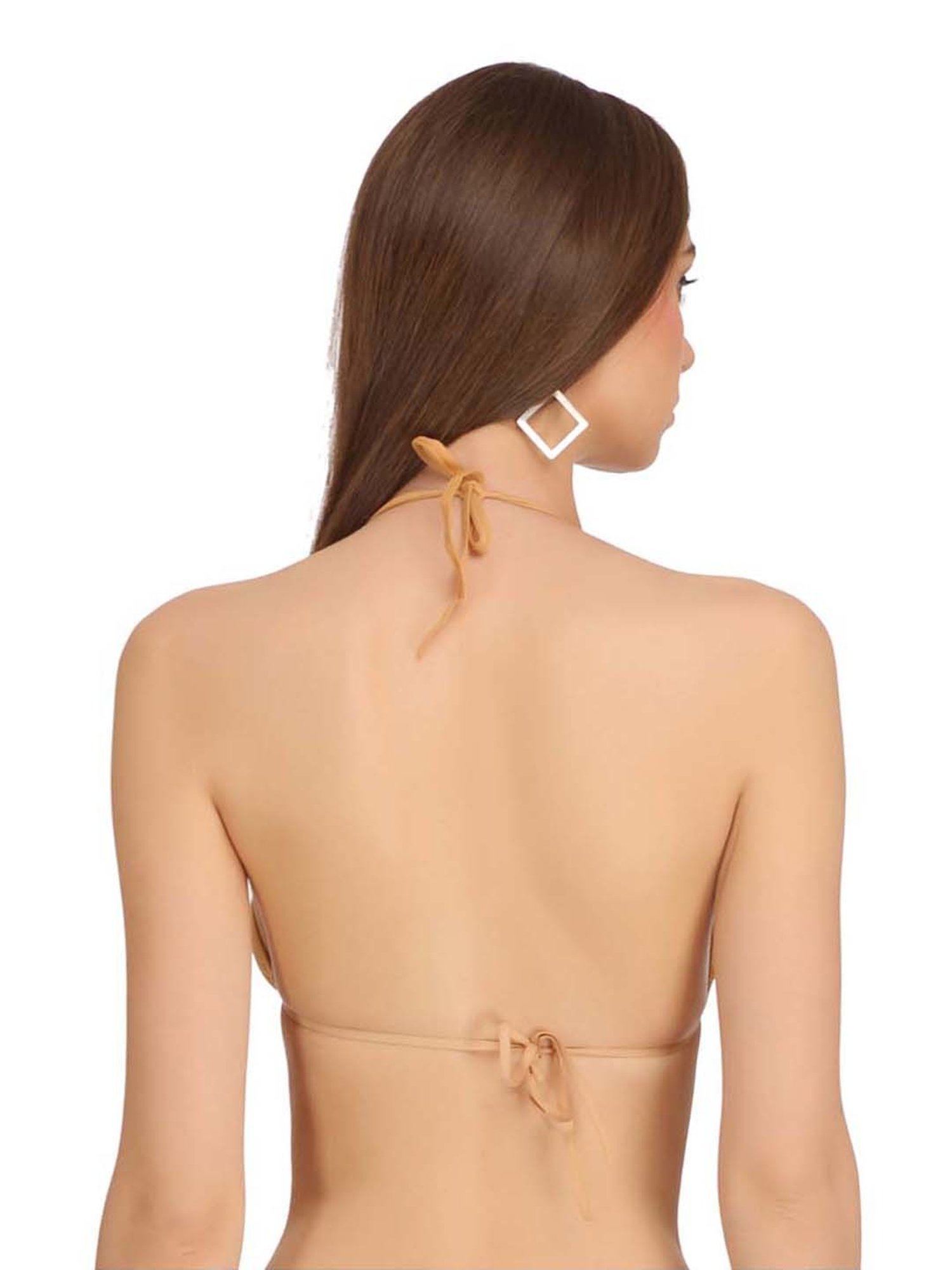 AROUSY Golden & Pink Cotton Backless Bras - Pack Of 2