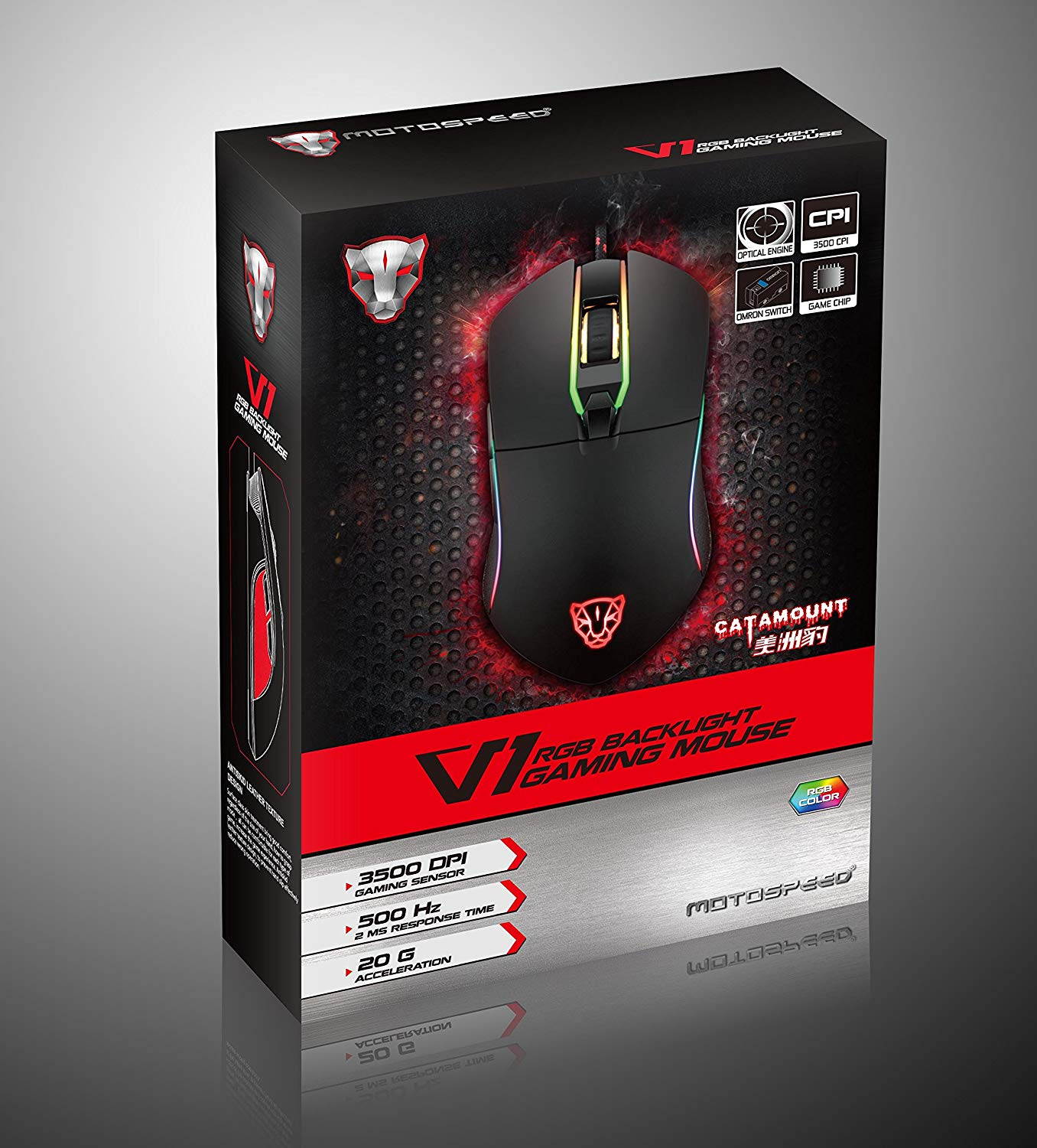 Motospeed V30 Wired 4000 DPI Gaming Mouse Support Macro Programming, with 6 Buttons, Adjustable RGB Backlit, 4 Adjustable DPI Mouse for PC, Laptop, Apple Macbook (Black)