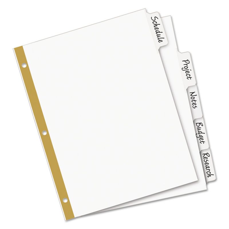 Avery Big Tab Write-On Dividers w/Erasable Laminated Tabs, White, 5/Set