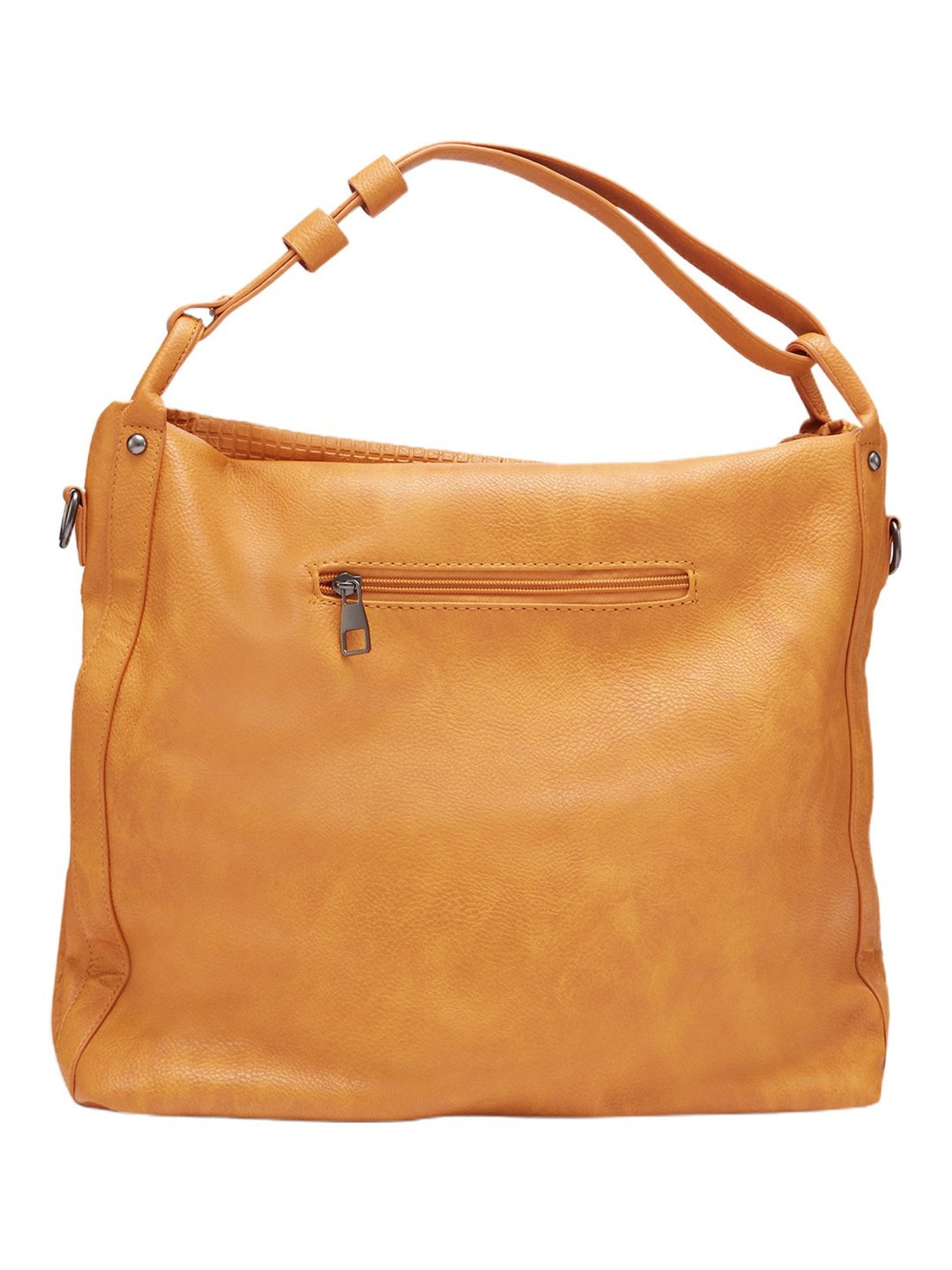 Globus Women Mustard Textured Vegan Leather Hobo Bag