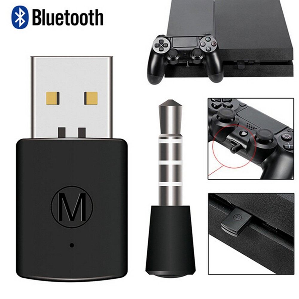 Bluetooth Receiver Wireless Headset Headphone Adapter with Mic Bluetooth 4.0 Dongle USB Adapter USB Dongle for PS4 Black